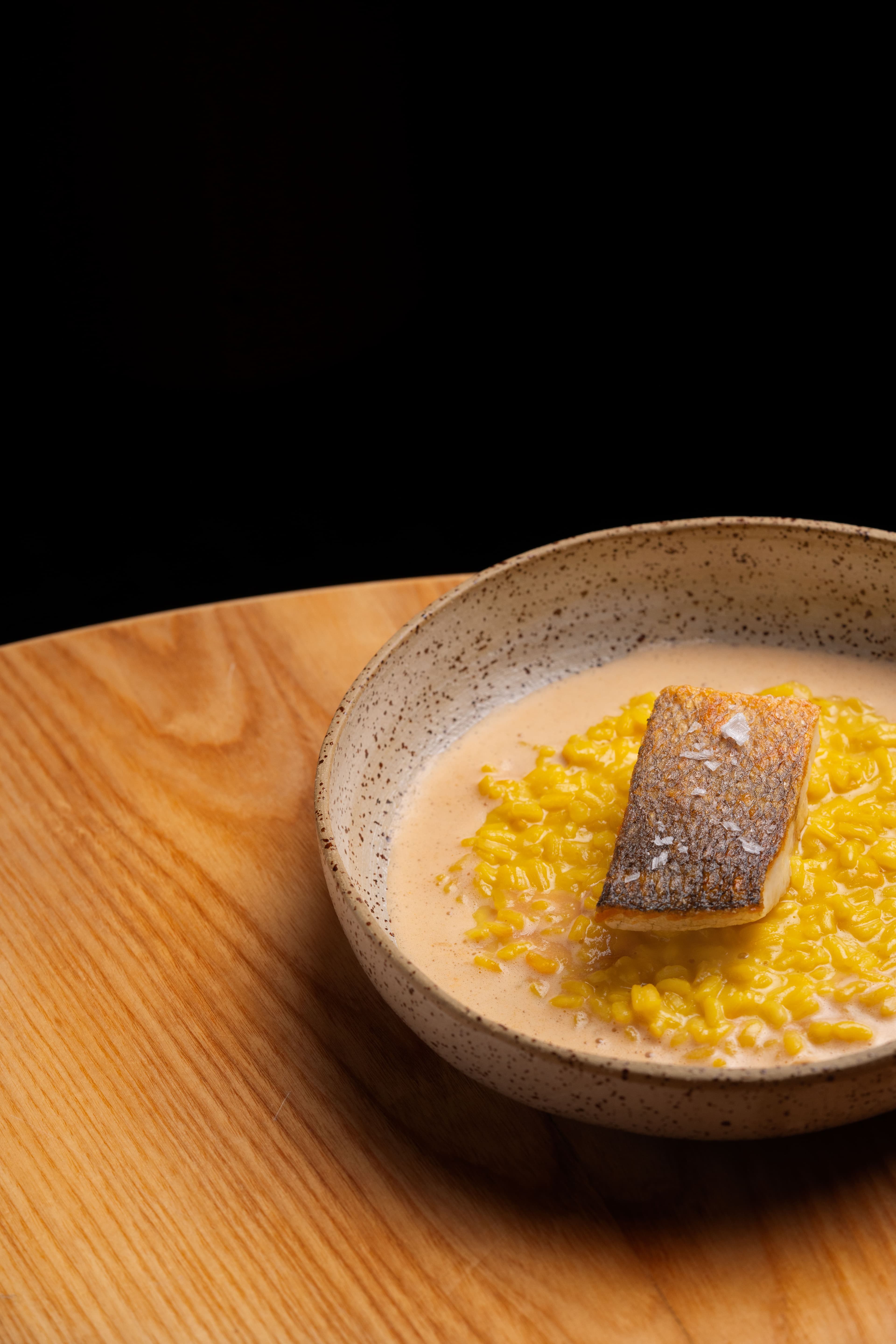 Seafood plate with detailed garnish texture