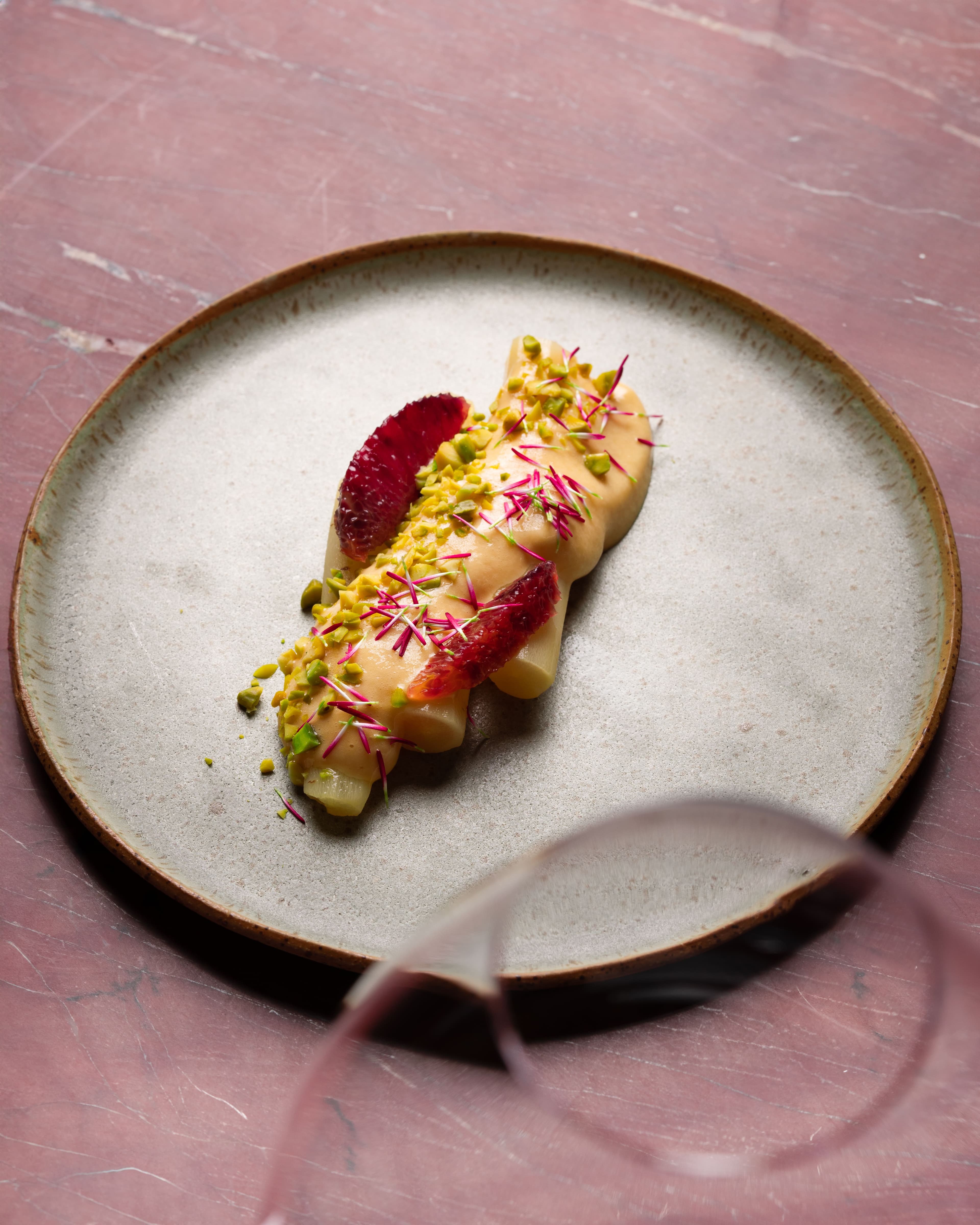 Shellfish serving on a dark restaurant table
